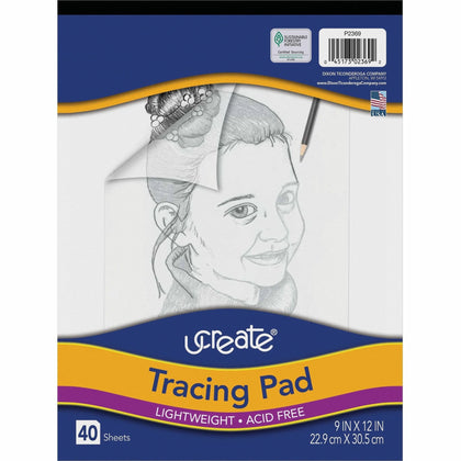 UCreate Tracing Pad: 40 Sheets 9’’ x 12’’ Transparent Paper - Drawing & Sketch Pads