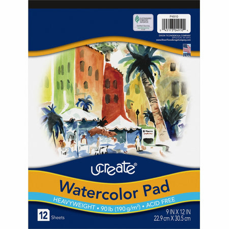 UCreate Watercolor Pad: 12 Sheets 9’’ x 12’’ - Acid-free White Paper - Drawing & Sketch Pads