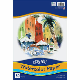 UCreate Watercolor Paper: 12’’ x 18’’ 90 lb - Vellum Finish - Acid-free - White - 50 Sheets - Drawing Paper & Sketch