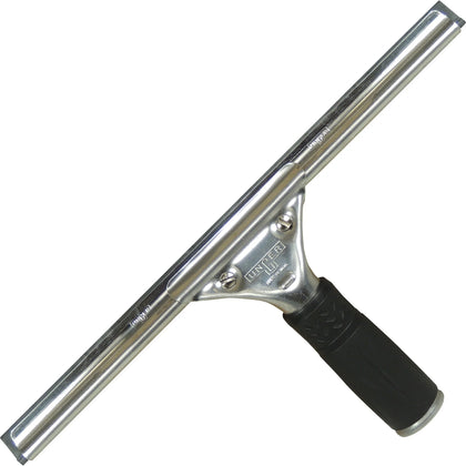 Unger 12’’ Pro Stainless Steel Complete Squeegee - Blade - Black Handle - Ergonomic Non-slip Grip - 1Each - Squeegees