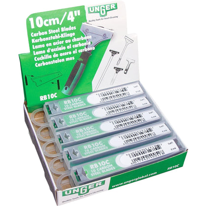 Unger 4’’ Replacement Scraper Blades - Length x 15 mil Thickness - Style - Double-edged Reversible - Carbon Steel - 10