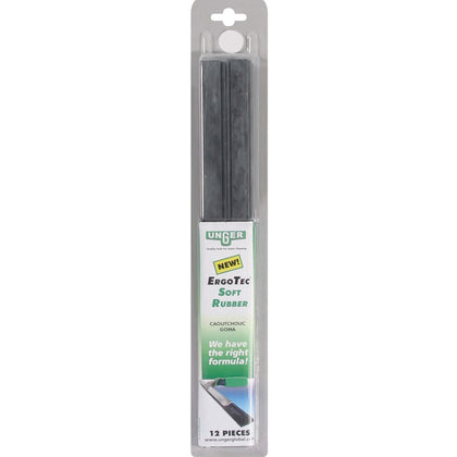 Unger ErgoTec 12’’ Soft Rubber Squeegee Blades - Long Lasting Streak-free - 12/Pack - Squeegees / Scrappers