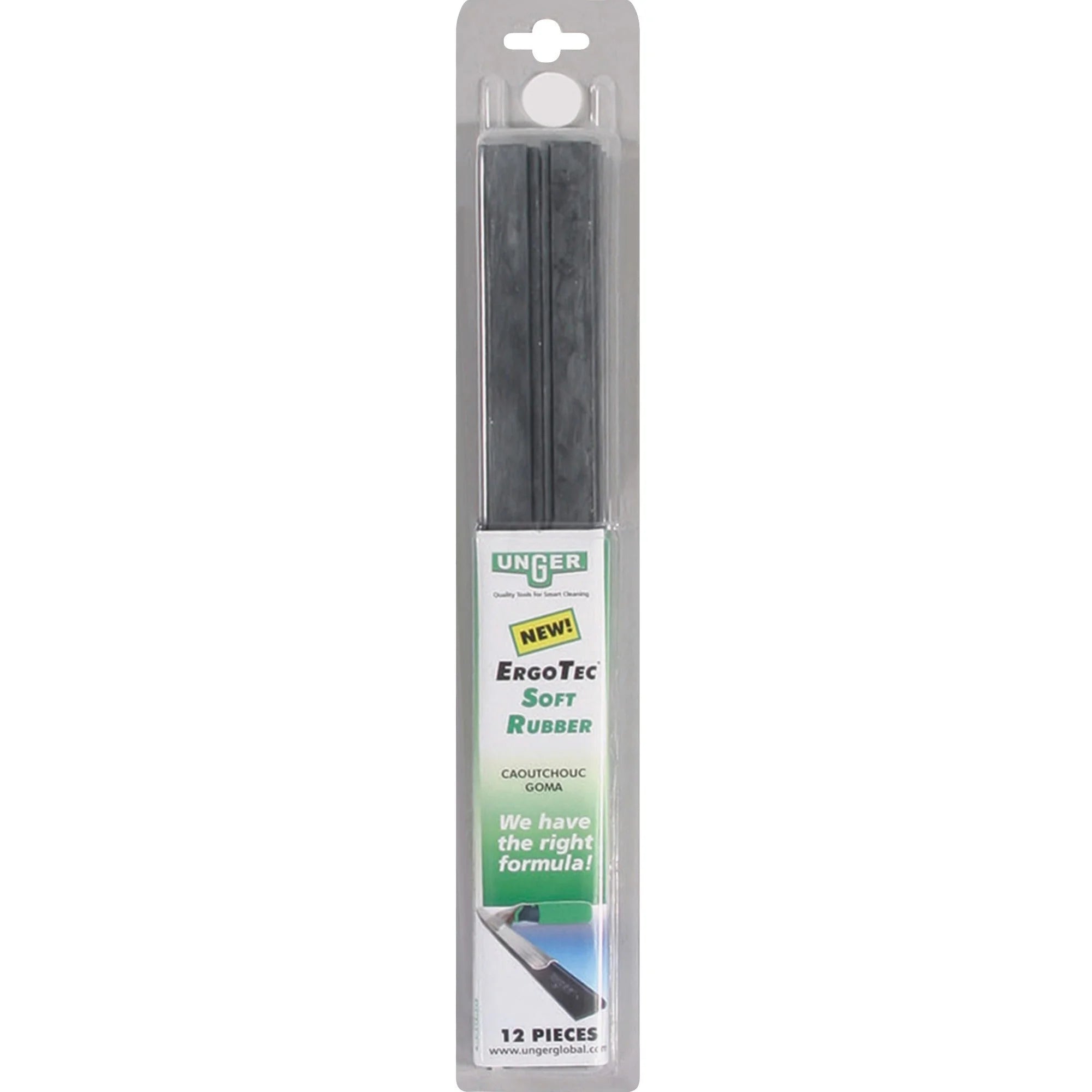 Unger ErgoTec 12’’ Soft Rubber Squeegee Blades - Long Lasting Streak-free - 12/Pack - Squeegees / Scrappers