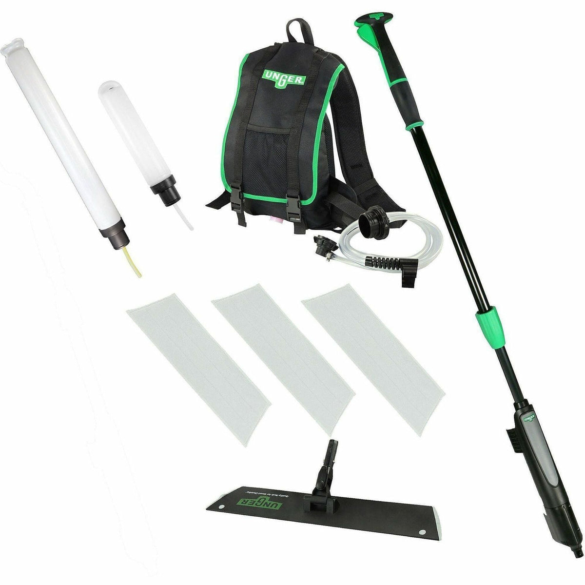 Unger Excella Floor Finishing Straight Kit 18’’ - MicroFiber Rubber - Black Green Gray - 1 / Carton - Floor/Carpet
