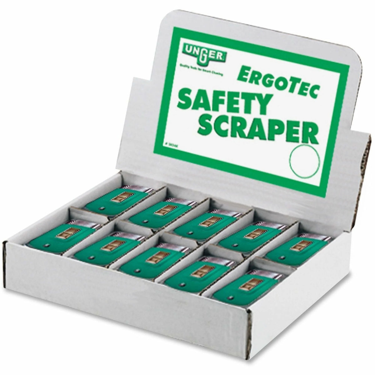 Unger Safety Scrapers: 1.50’’ Blade Retractable Lock Non-slip Grip - Utility Knives & Cutters
