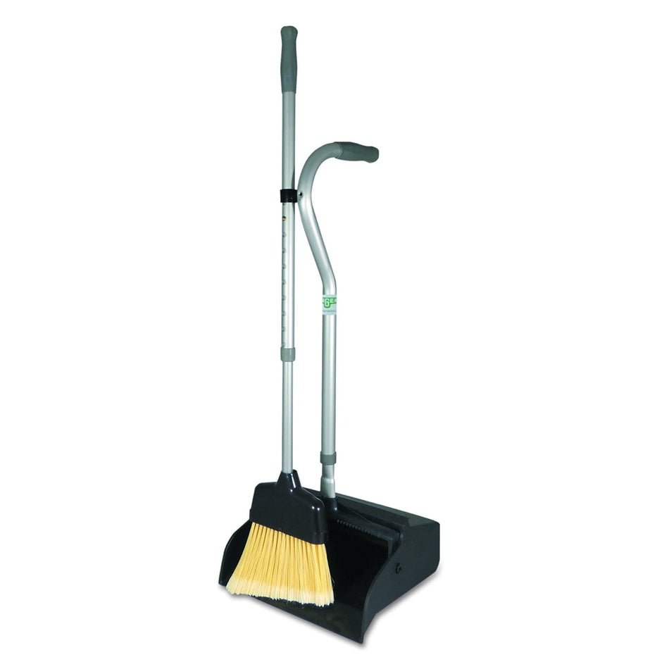 Unger SmartColor Telescopic Ergo Dustpan Set - 10" Aluminum Handle - Plastic - Gray - 1 Each