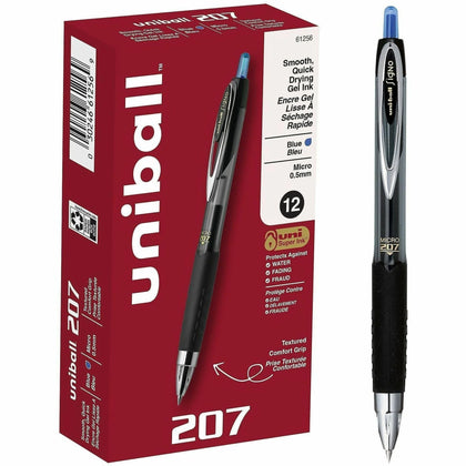 uni-ball 207 Gel Pen - 0.5mm Micro Point Blue Ink - Pigment-Based - Refillable - Pens