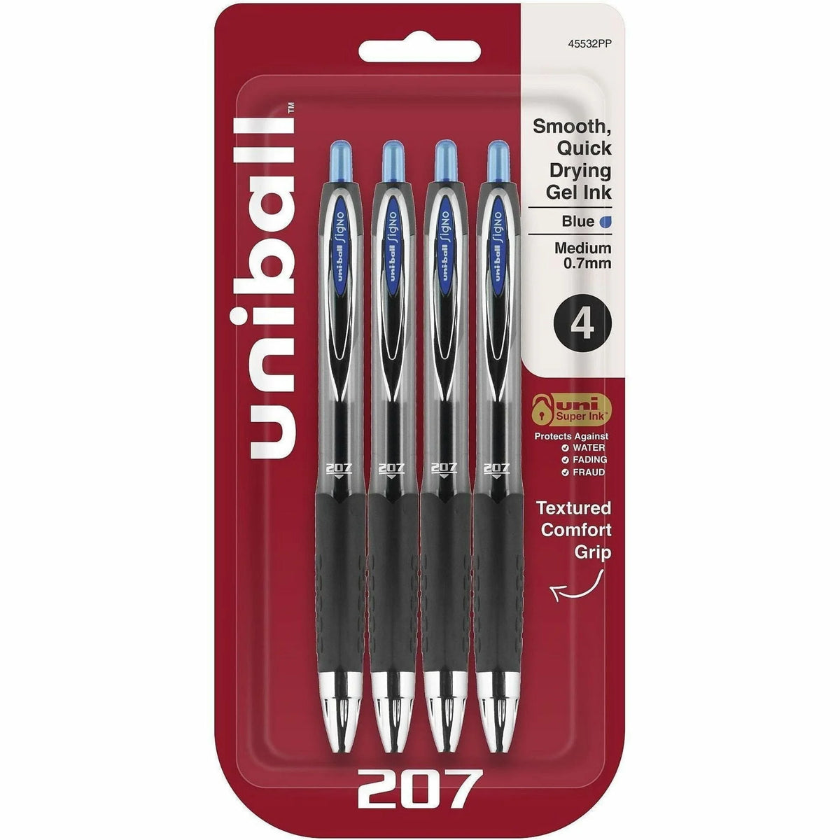 uni-ball 207 Gel Pen: 0.7mm Medium Point Blue Ink Refillable & Retractable - Pens