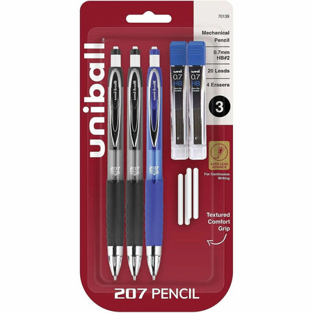 uni-ball 207 Mechanical Pencils - 0.7mm Black Lead - Assorted Barrel - 3 Pack