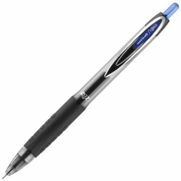 uni-ball 207 Needle Gel Pen: 0.7mm Medium Point Retractable Blue Ink Barrel - Pens