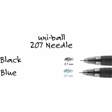 uni-ball 207 Needle Gel Pen: 0.7mm Medium Point Retractable Blue Ink Barrel - Pens