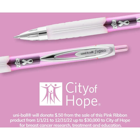 uni-ball™ 207 Pink Ribbon Gel Pens - 0.7mm Point - Refillable & Retractable - Black Ink - Pink/Black Barrel