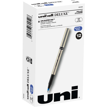 uni-ball™ Deluxe Rollerball Pens: 0.7mm Fine Point Blue Ink Champagne Barrel - Pens