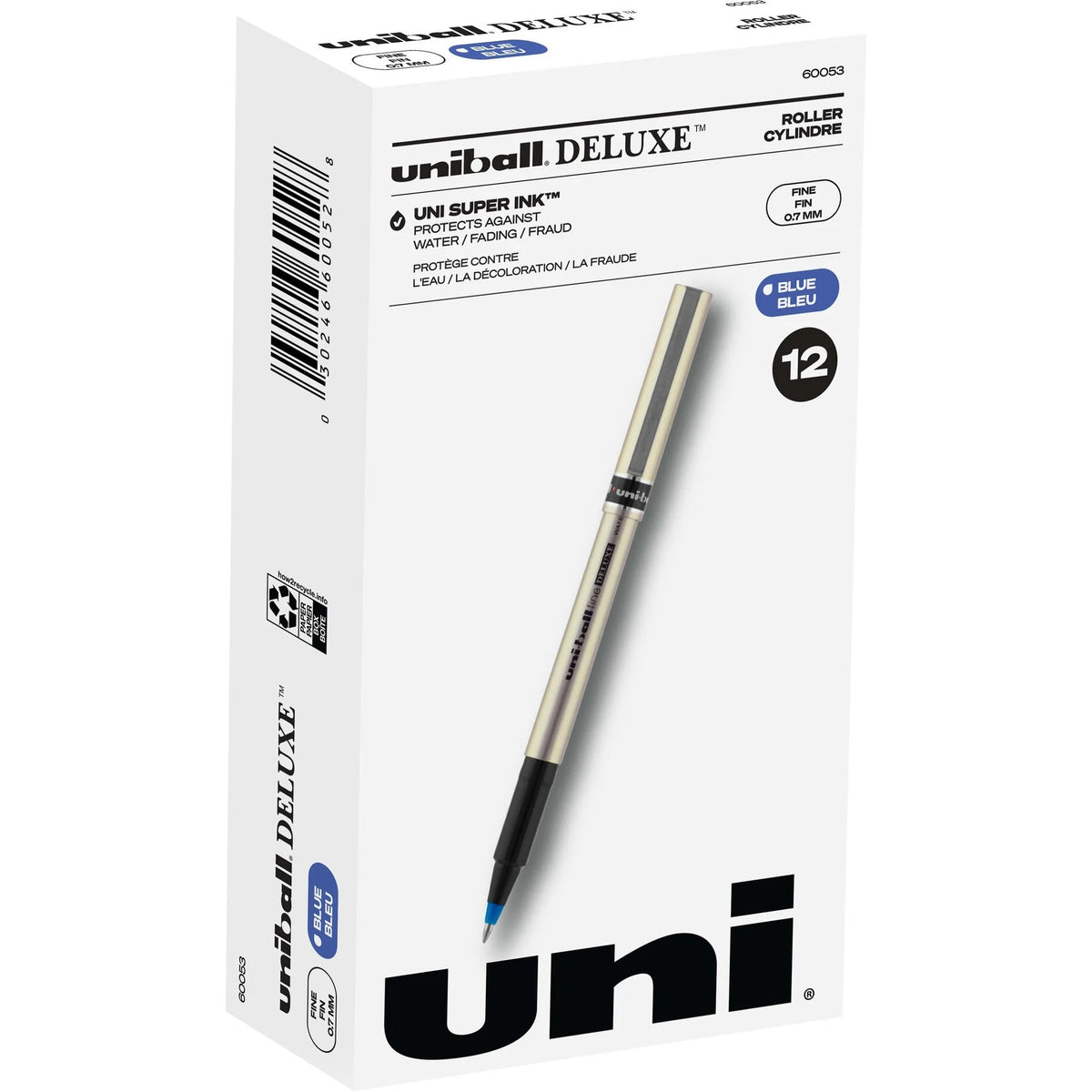 uni-ball™ Deluxe Rollerball Pens: 0.7mm Fine Point Blue Ink Champagne Barrel - Pens