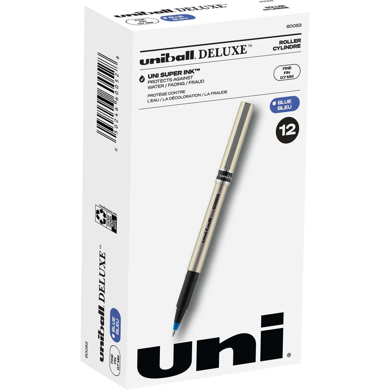 uni-ball™ Deluxe Rollerball Pens: 0.7mm Fine Point Blue Ink Champagne Barrel - Pens