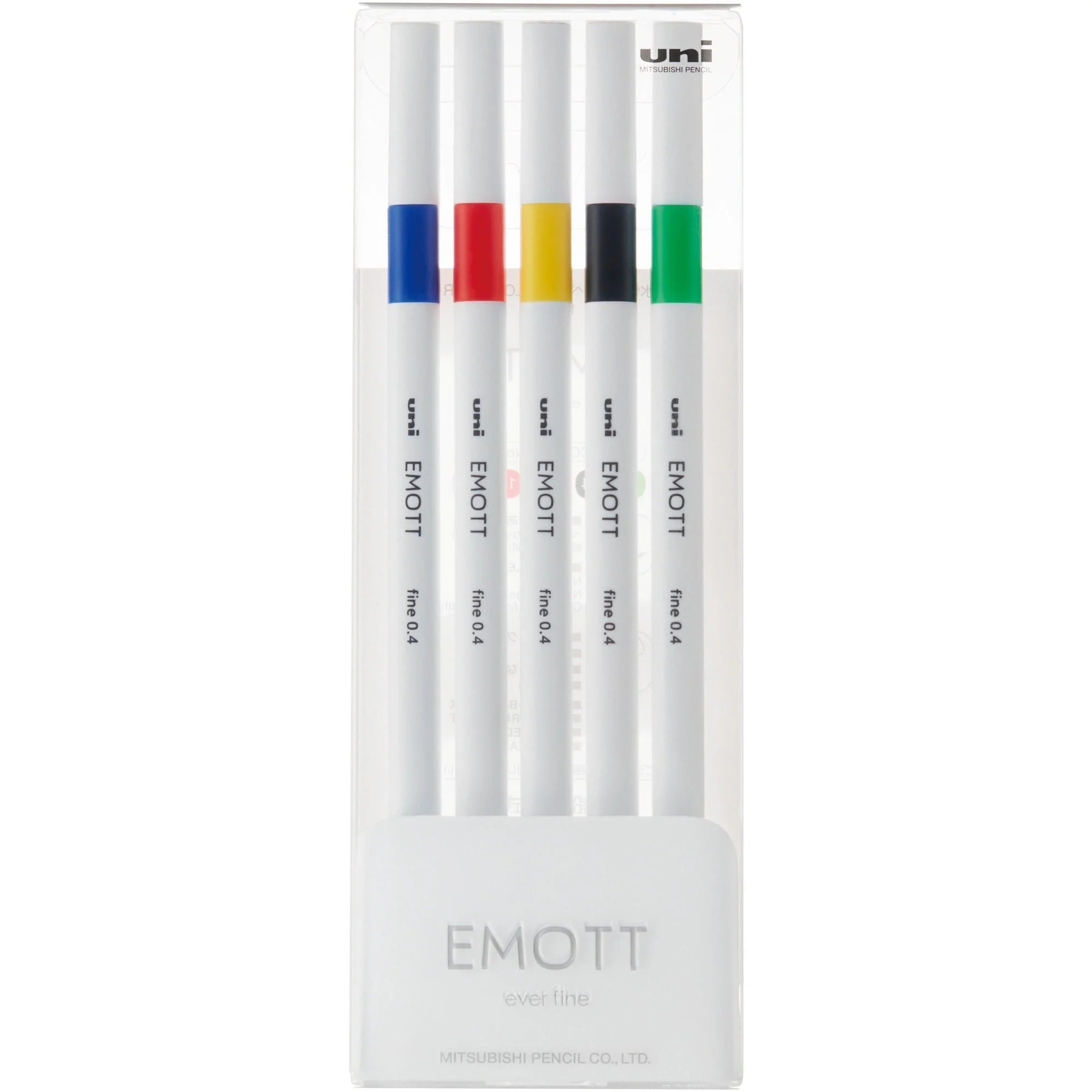 Uni-ball EMOTT Fine Line Marker Pens: Assorted Ink Water-Based Plastic Tip - 5/Set - Pens