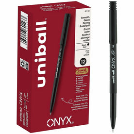 uni-ball Onyx Rollerball Pens: 0.7mm Fine Point Black Ink Matte Barrel - Pens