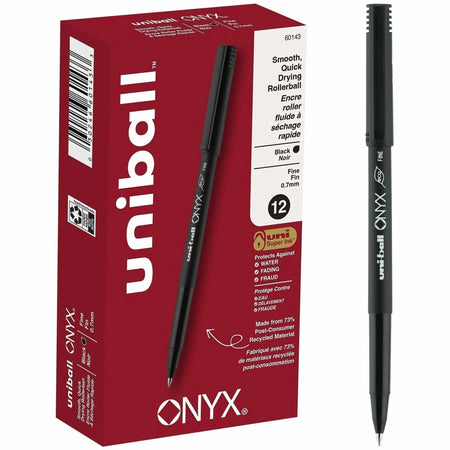 uni-ball Onyx Rollerball Pens: 0.7mm Fine Point Black Ink Matte Barrel - Pens