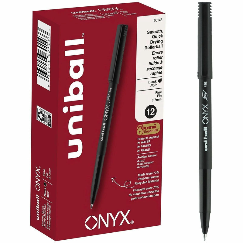 uni-ball Onyx Rollerball Pens: 0.7mm Fine Point Black Ink Matte Barrel - Pens