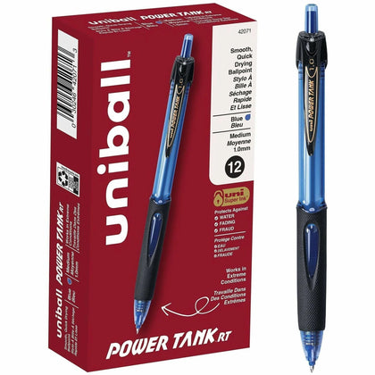 uni-ball Power Tank Retractable Ballpoint Pen: 1mm Medium Point Blue Ink - Pens