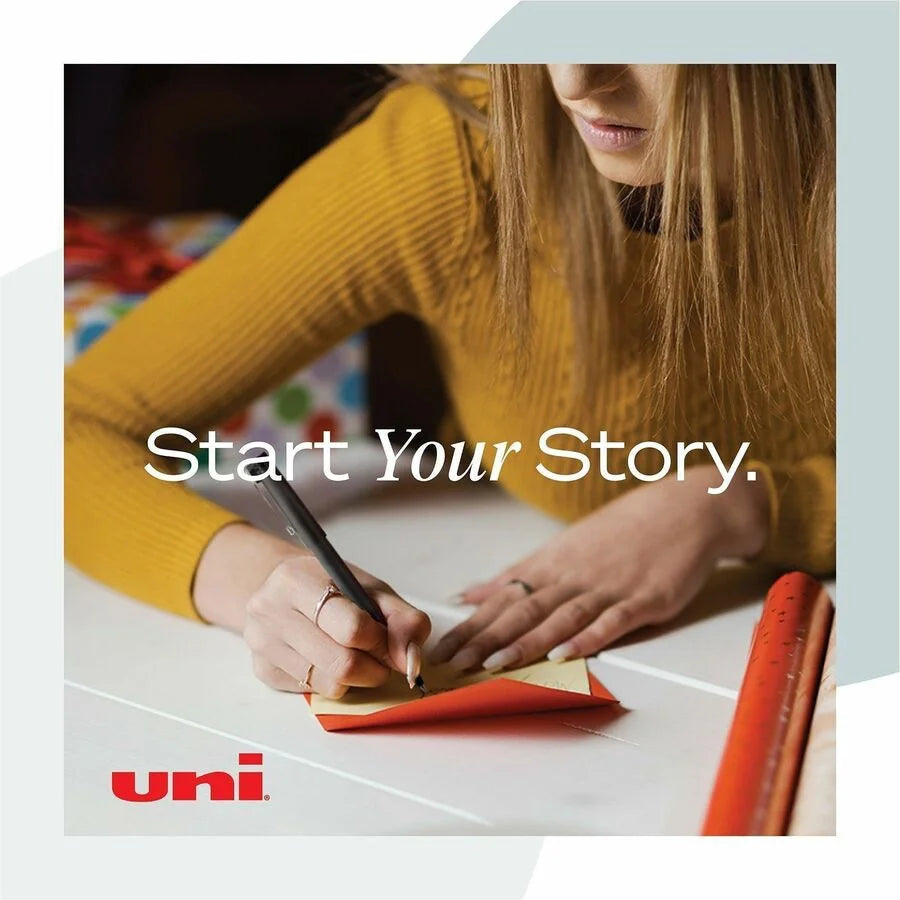 uni-ball Rollerball Pen: 0.5mm Micro Point Red Ink Water-Based - Black Stainless Steel Barrel - Pens