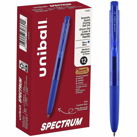 Uni-ball Spectrum Gel Pen: Blue Ink 0.7mm Medium Point - Gel-based - Pack of 12 - Pens