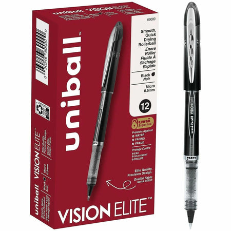 uni-ball Vision Elite Rollerball Pen: 0.5mm Micro Point Black Ink - Pens