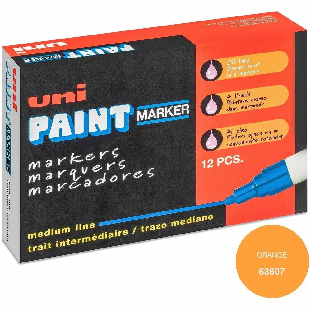 uni-Paint PX-20 Oil-Based Paint Marker - Medium Point - Orange Ink - White Barrel - Markers & Dry-Erase