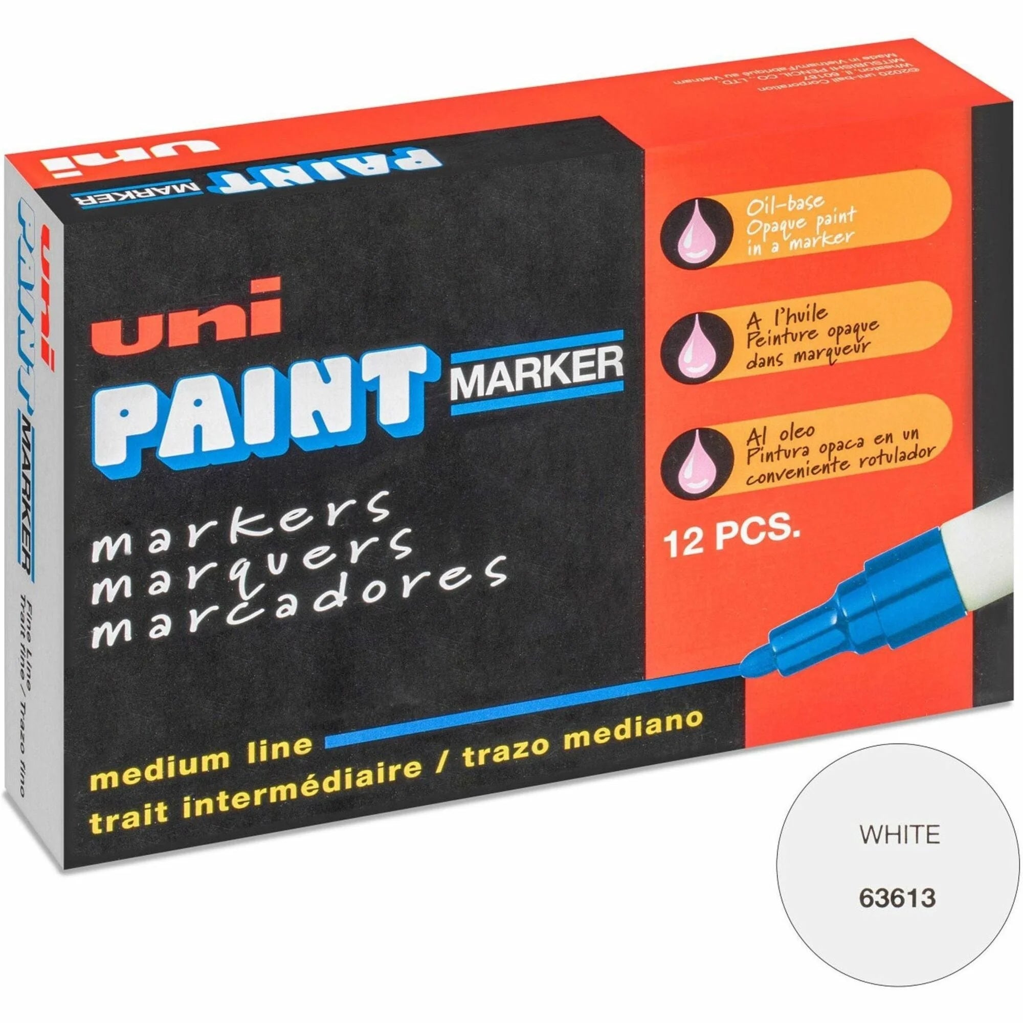 uni-Paint PX-20 Oil-Based Marker - Medium Point - White Ink - 1 Dozen - Markers & Dry-Erase