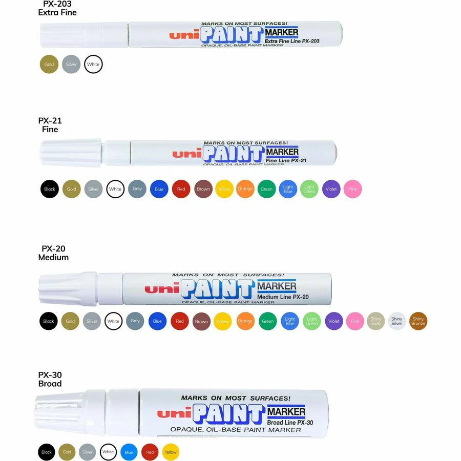 uni-Paint PX-20 Oil-Based Paint Marker - Medium Point - White Ink - Barrel - Markers & Dry-Erase