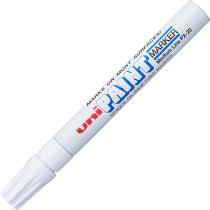 uni-Paint PX-20 Oil-Based Paint Marker - Medium Point - White Ink - Barrel - Markers & Dry-Erase