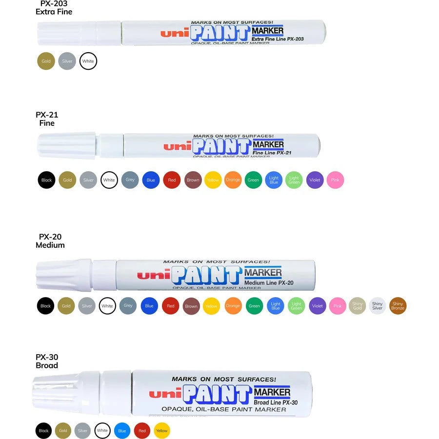 uni-Paint PX-20 Oil-Based Paint Marker Set - Medium Point - Assorted Colors - Markers & Dry-Erase