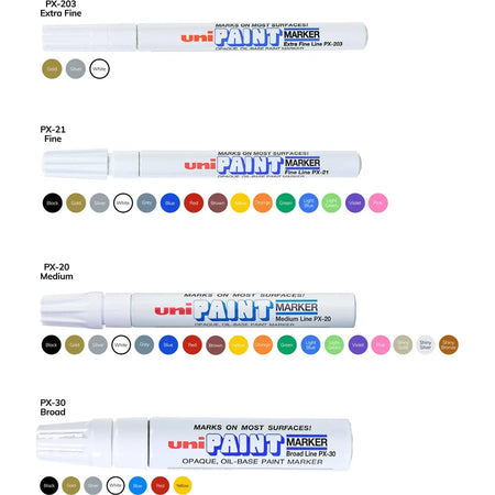 uni-Paint PX-20 Oil-Based Paint Marker Set - Medium Point - Assorted Colors - Markers & Dry-Erase