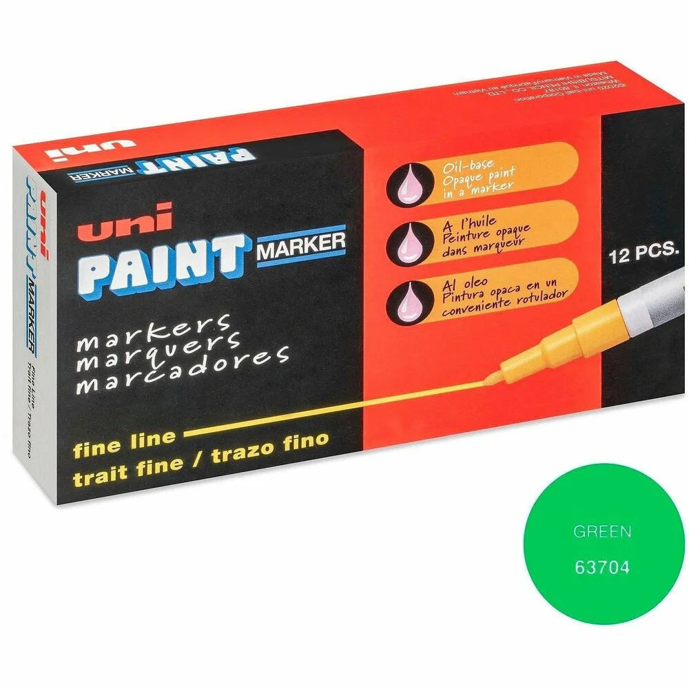uni-Paint PX-21 Fine Marker: Green Ink Oil-Based - 1 Dozen - Markers & Dry-Erase