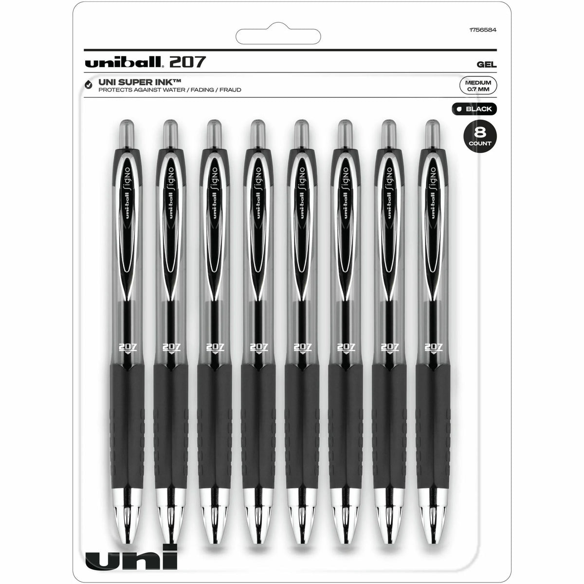 Uniball™ 207 Gel Pen: 0.7mm Medium Point Refillable Retractable - Black Ink - Pens