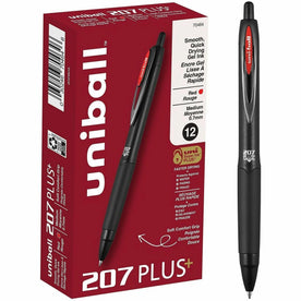 Uniball™ 207 Plus+ Red Gel Pen - 0.7mm Medium Point - Retractable - Nanofiber Ink - Pens