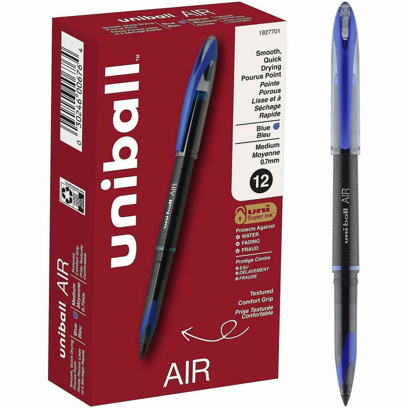 Uniball™ Air Porous Point Pen: 0.7mm Medium Blue Ink Hybrid - Black Barrel - Pens