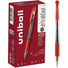 uniball™ GEL GRIP Gel Pens - 0.7mm Red Ink - Stainless Steel Tip - Versatile