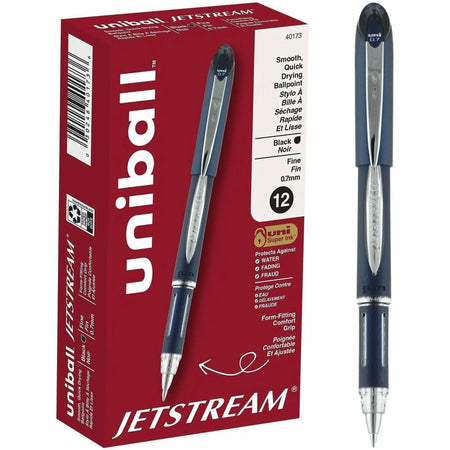 Uniball™ Jetstream Ballpoint Pen: 0.7mm Fine Point Black Ink Pigment-based - Pens