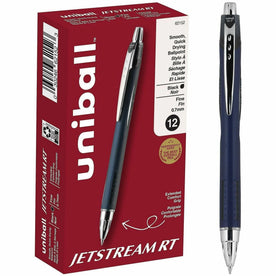 Uniball Jetstream RT Ballpoint Pen - Fine 0.7mm - Black Ink - Blue Barrel - Pens