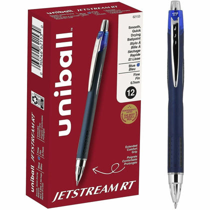 Uniball Jetstream RT Ballpoint Pen - Fine 0.7mm Blue Ink - Pigment-based - 1 Dozen - Pens