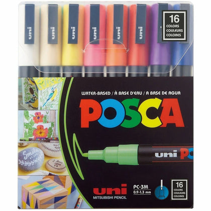 Uniball Posca PC-3M Paint Markers - Fine Point - Multicolor Ink - 16 Pack - & Dry-Erase