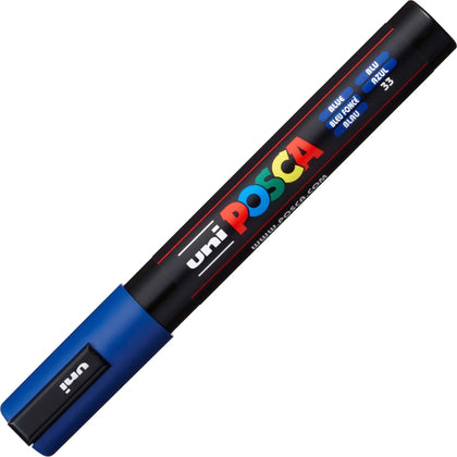 Uniball Posca PC-5M Blue Paint Markers - Water-Based Pigment - 6 Pack - & Dry-Erase