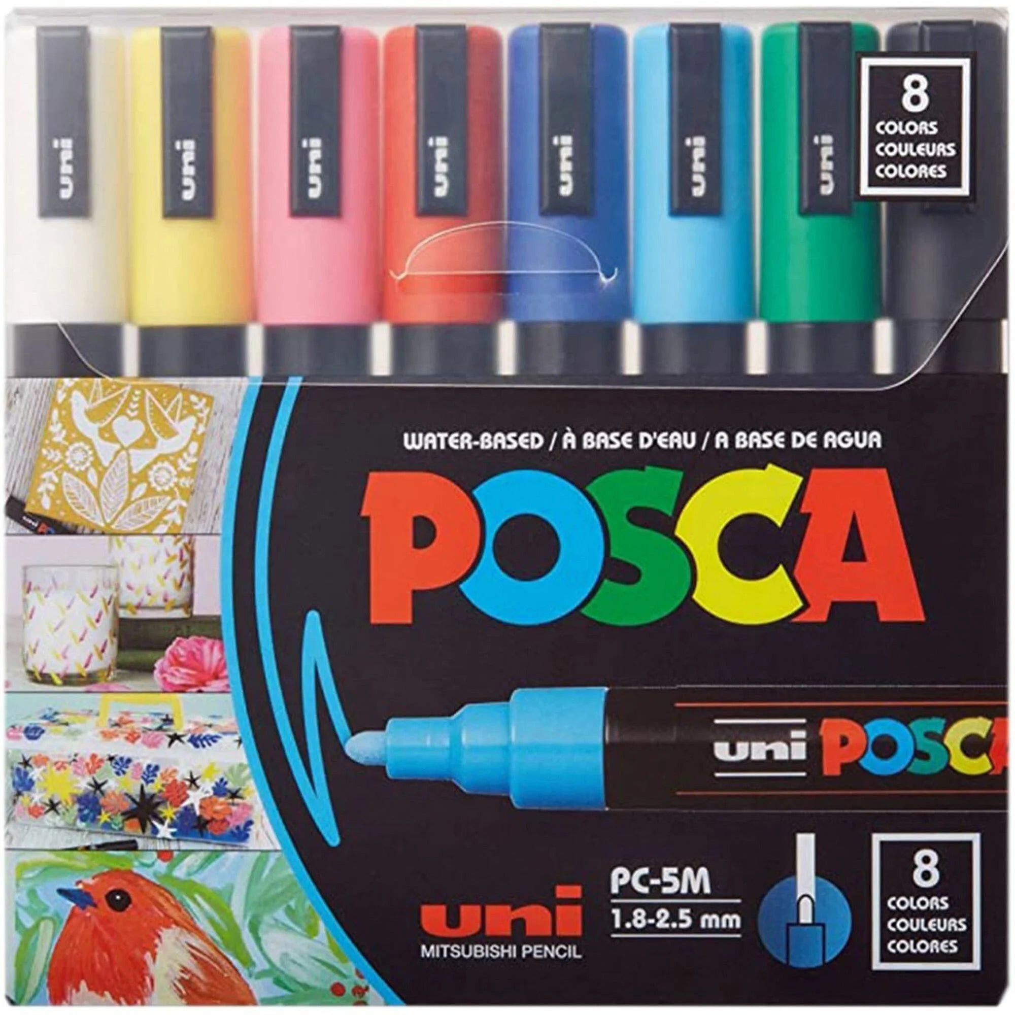 Uniball Posca PC-5M Paint Markers - Medium Point - Assorted Ink - 8 Pack - & Dry-Erase
