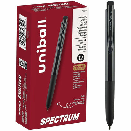 Uniball Spectrum Gel Pen: 0.7mm Medium Point Black Ink - Gel-based - 1 Dozen - Pens