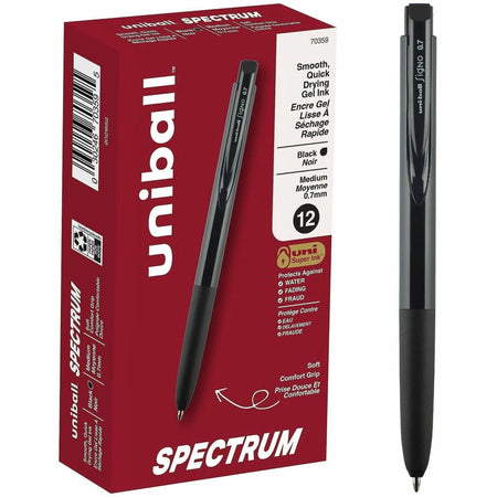Uniball Spectrum Gel Pen: 0.7mm Medium Point Black Ink - Gel-based - 1 Dozen - Pens