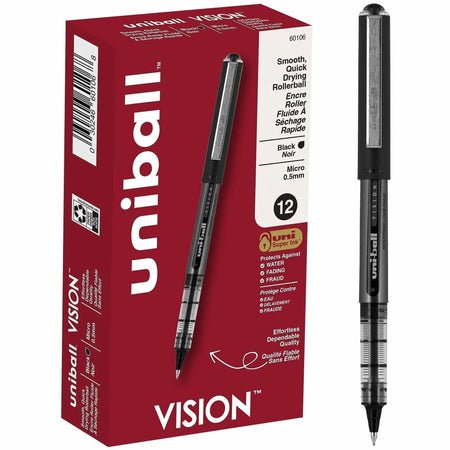uniball™ Vision Rollerball Pens - 0.5mm Micro Point - Black Pigment Ink