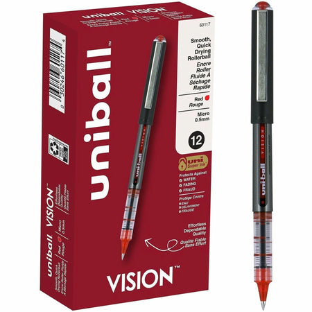 uniball™ Vision Rollerball Pens - 0.5mm Micro Point - Red Ink