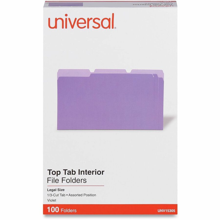 Universal 1/3 Tab Cut Legal Recycled Top Tab File Folder - Alternate-Image1