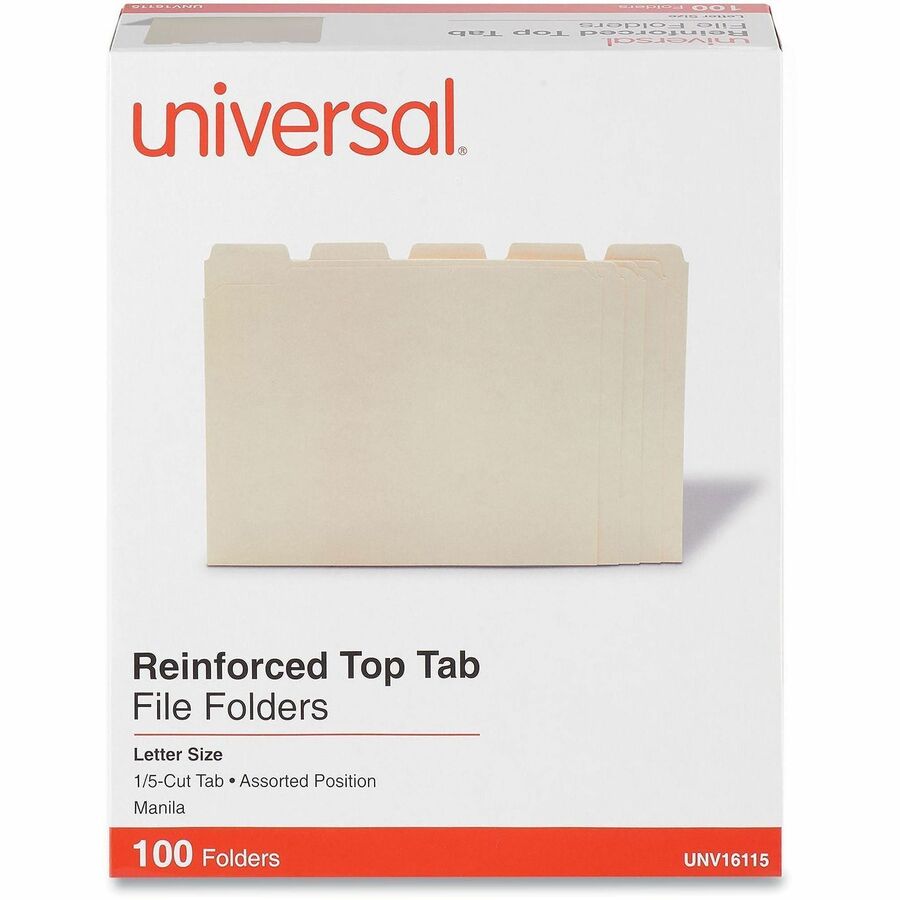 Universal 1/5 Tab Cut Letter Recycled Top Tab File Folder - Alternate-Image1